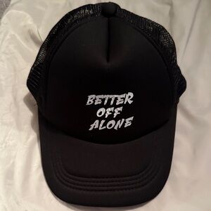 Chic Black Trucker Hat with Bold White Text